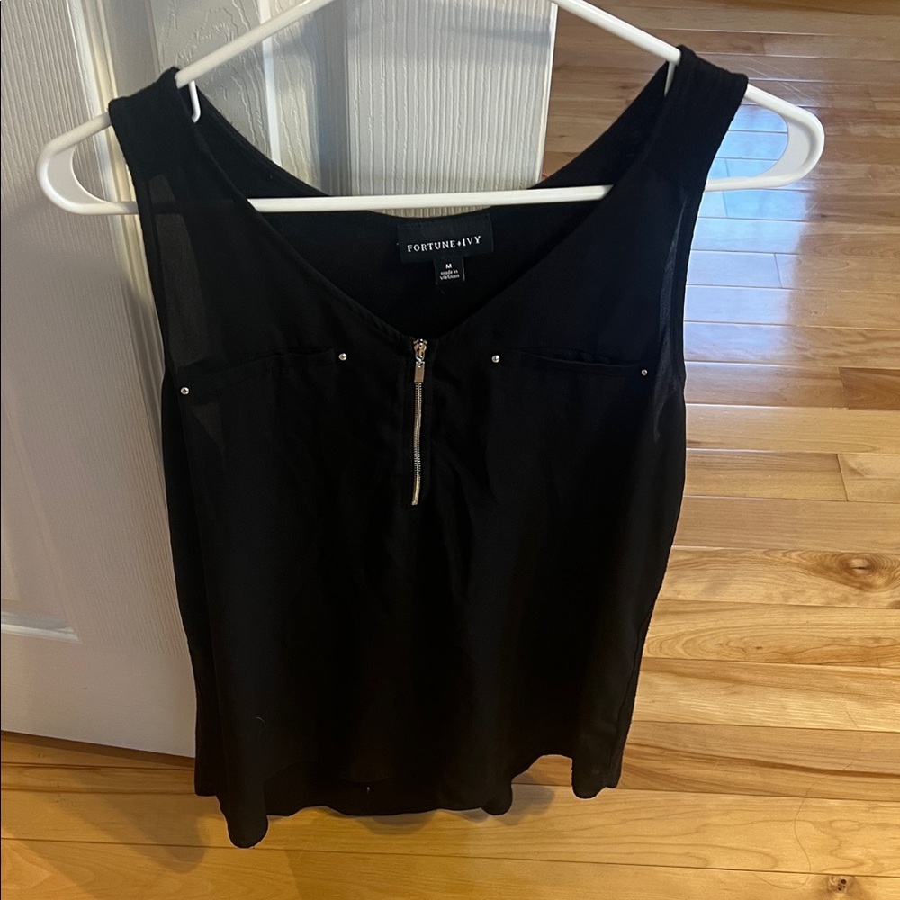 Fortune + Ivy Black Sleeveless Blouse